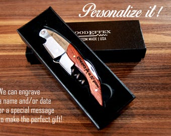 Personalized Waiters Corkscrew – Professional Grade Natural Rosewood All-in-one Corkscrew