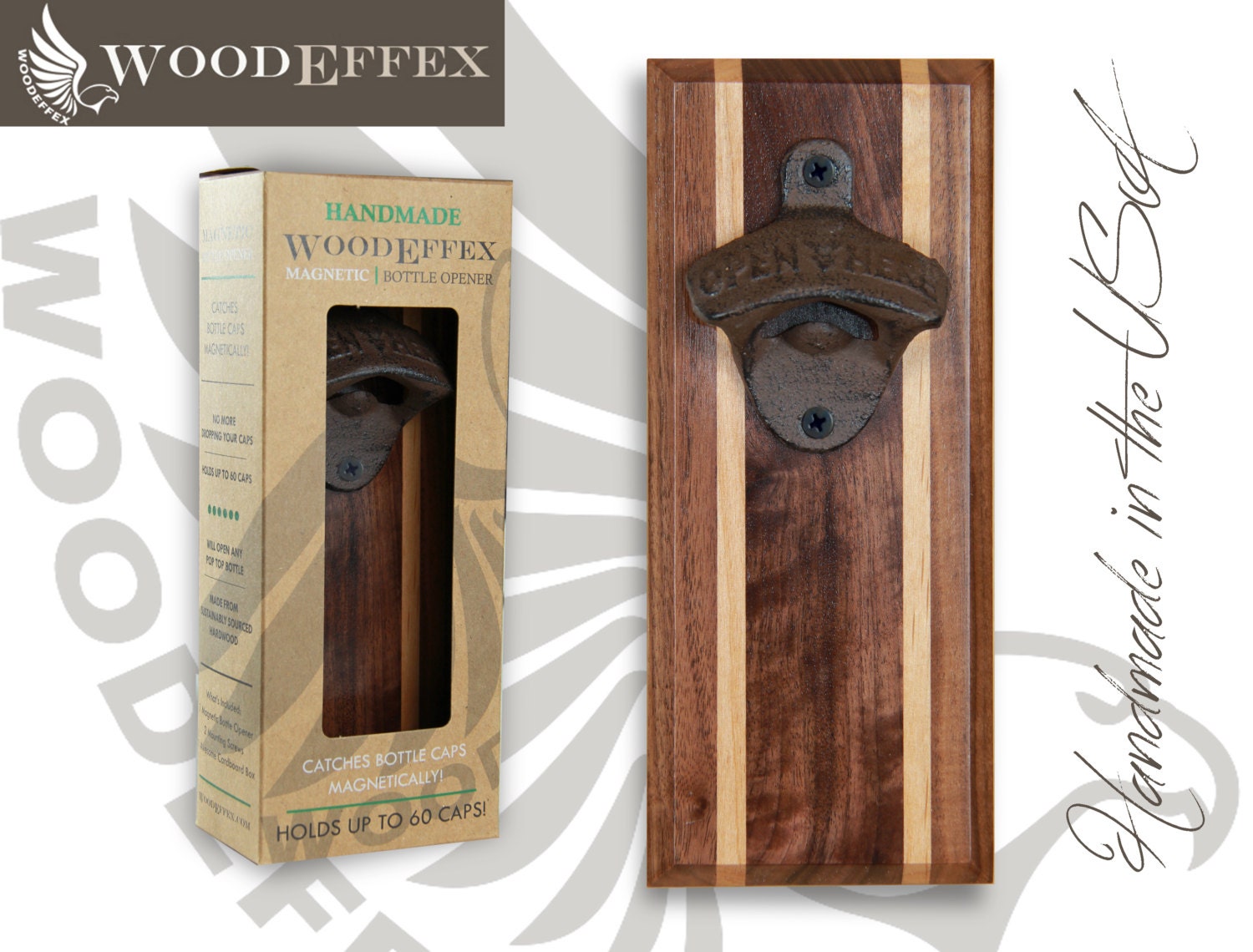 Cuisinart® Wood Magnetic Bottle Opener & Cup Holder - Laser