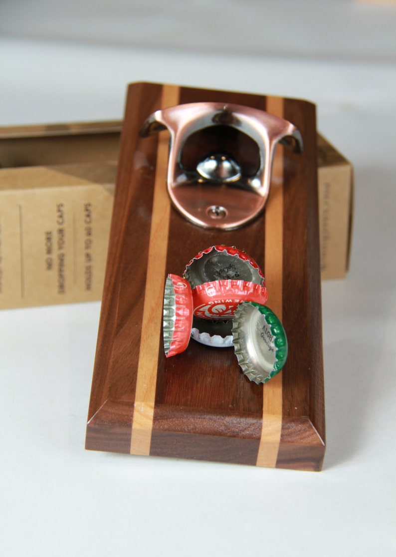 Bottle Opener Cap Catcher Handcrafted Walnut Wood & Etsy