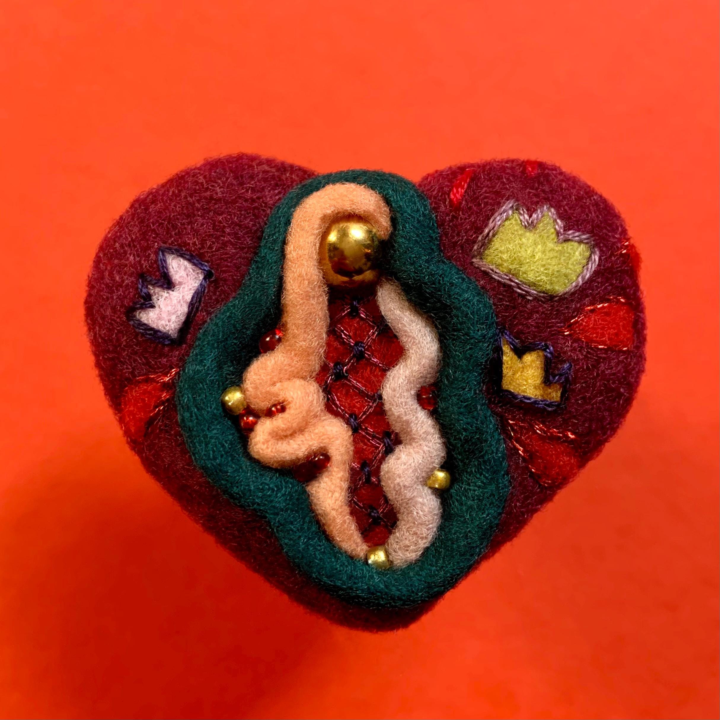 Vagina brooch, vulva brooch, heart brooch, alaBasquiat brooch, vagina jewelry, vagina magnet