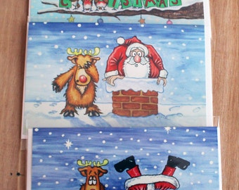 Speciale confezione tripla, tutte le tre cartolina di Natale disegni in un unico pacchetto. Design esclusivo cartoline di Natale