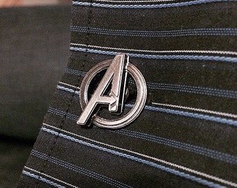 Avengers Symbol Superhero Pewter Cufflinks (one pair)