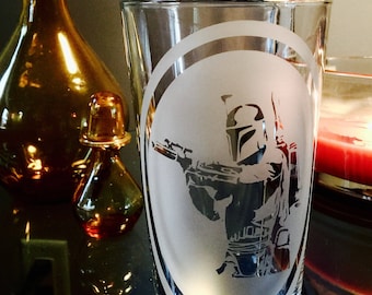 Boba Fett / Star Wars / Hand etched 16oz Pint Glass