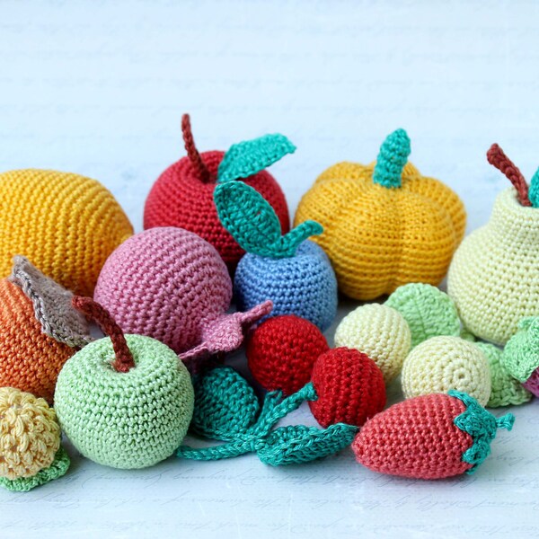 Crochet fruits, Crochet Vegetables, play food, Crochet food, soft toys , Handmade toy, eco friendly , kitchen decoration, set of 13 pcs