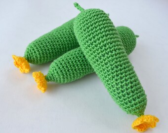 Crochet cucumber, Crochet vegetables, Play Food Toy , Kitchen decor, soft toys , Handmade toys, eco-friendly toys, Learning toy