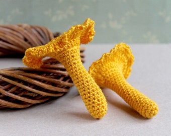 Crochet mushroom chanterelles, play food, soft toy, kitchen decor, eco-friendly toys, learning toy, gift for baby