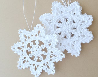 Crochet snowflake, Hanging ornaments, Home decor, White winter crochet decorations, White snowflakes, Christmas, Christmas decoration