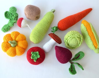 set of 10 pcs Crochet Vegetables Kitchen decor Easter gift Play food Kids crochet food Soft toys Handmade toy Eco friendly Learning toy