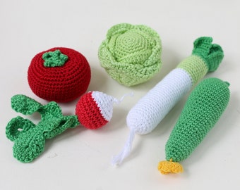 set of 5 pcs, crocheted vegetables, Kitchen decor, Easter gift, Play food, Crochet food Soft toys Handmade toy Eco friendly Learning toy