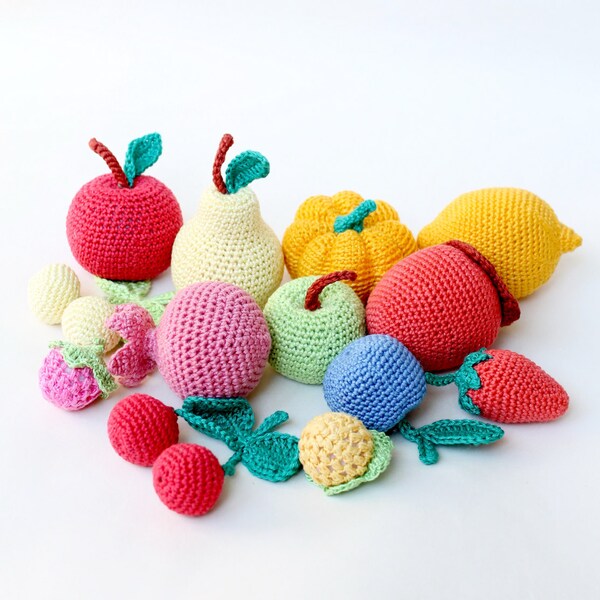 Crochet fruits, Crochet Vegetables, play food, Crochet food, soft toys , Handmade toy, eco friendly , kitchen decoration, set of 13 pcs