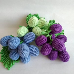 Crocheted grapes, crochet fruits, amigurumi  food, soft toys, handmade toys, eco friendly,  learning toy, gift for baby