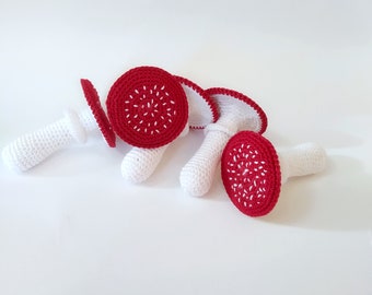 Crochet amanita, Crochet mushroom, Play food, Soft toys, Kitchen decor, eco-friendly toys, Learning toy