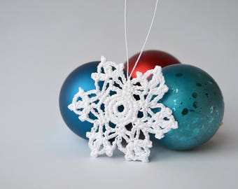 Crochet snowflake, Hanging ornaments, home decor, White winter crochet decorations, White snowflakes, Christmas сrochet snowflake