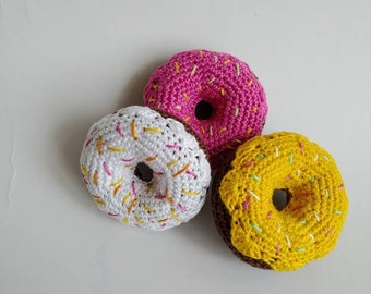 Crochet donuts, sweet crochet donut, baby shower, baby gift, eco-friendly toys, crocheted pretend food, play food