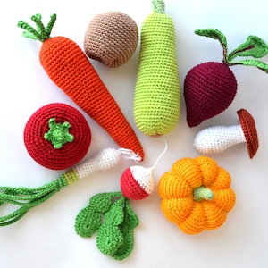 set of 9 pcs Crochet  Vegetables  Kitchen decor Christmas gift Play food Crochet food Soft toys Handmade toy  Eco friendly Learning toy