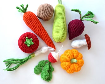 set of 9 pcs Crochet  Vegetables  Kitchen decor Christmas gift Play food Crochet food Soft toys Handmade toy  Eco friendly Learning toy