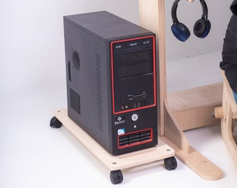 Muebles de oficina Soporte de computadora para PC de escritorio Caja de torre Soporte de PC de madera debajo del escritorio Soporte de juego Regalo de jugador para regalos nerd para padre