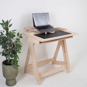 Plywood Furniture Standing Desk Adjustable Home Office Table Custom Computer Desk Wooden Office Furniture Modern Desk Office Gift for Him image 1