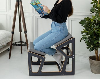 Plywood Furniture Kneeling Chair Black Ergonomic Cushion Reading Chair Personalized Knee Chair Home Office Furniture Modern Posture Stool