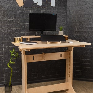 Wooden Office Desk Adjustable Height Natural Folding Desk Large Laptop Stand Home Furniture Working Table Coworker Gift Ergonomic Study Desk