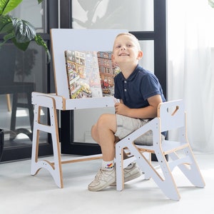 Desk and Chair Set Kids Furniture Personalized Gifts Activity Play Table Adjustable Folding Desk Children Unique Room Decor Wood Study Desk image 1