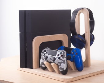 Game Controller Stand Wood Headset Stand Custom Headphone Holder PS4 Stand Joystick holder Gift for Boyfriend Gaming Setup Gift for Gamer