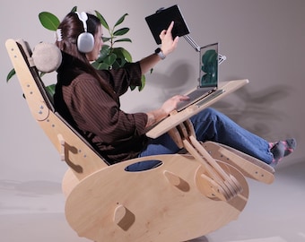 Ergonomischer Zero Gravity Stuhl: Anpassbarer Sperrholzarbeitsplatz für Home Office