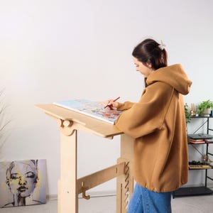 Adjustable Standing Desk: Ergonomic Scandinavian Wood Computer Stand image 17