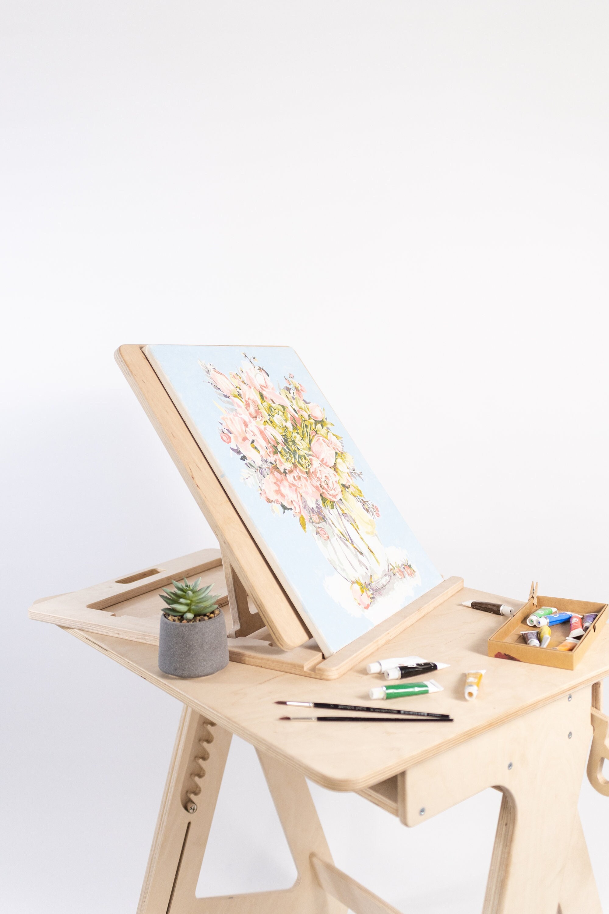 Adjustable Wooden Art Drawing Board Wood Desk Canvas Workstation Sketch  Easel