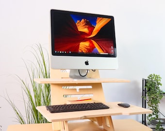 Adjustable Plywood Mini Desk Converter: Ergonomic Standing Laptop Riser