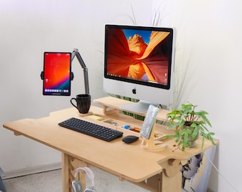 Ergonomic Standing Desk: Plywood Sit-Stand Desk Custom Workstation