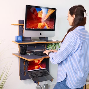 Wall Mounted Standing Desk: Adjustable Height, Space Saving, Modern Office image 18