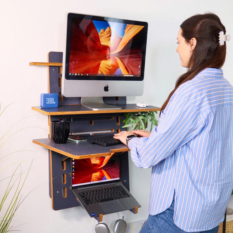 Wall Mounted Standing Desk: Adjustable Height, Space Saving, Modern Office image 18