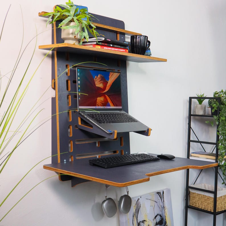 Wall Mounted Standing Desk: Adjustable Height, Space Saving, Modern Office image 1