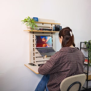 Escritorio de pared, mesa flotante, escritorio de pie, estante de pared, mesa plegable Murphy, soporte para monitor, estación de trabajo pequeña, escritorio compacto, personalizado