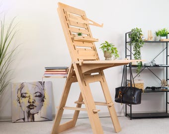 Standing Plywood Desk: Adjustable Sit-Stand Workstation for Home Office & Creative Studios