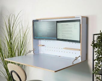 Murphy Desk for Dual Monitors – Space Saving Wall Workstation