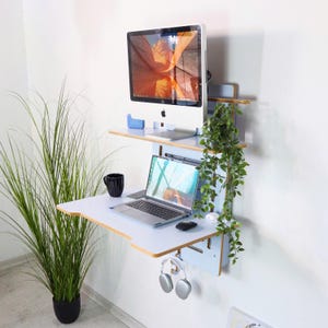 Murphy Desk Space-Saving Home Office Gift Working Wall Mounted Table Customizable Wooden Computer Stand Adjustable Furniture Floating Table