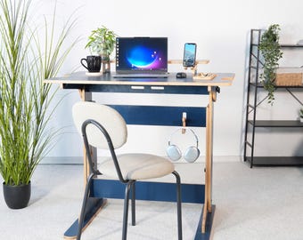 Adjustable Standing Desk – Ergonomic Wooden Sit Stand Workstation for Home Office