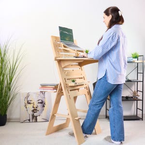Computer Desk Adjustable Standing Table Wooden Gift for Artist Office ...