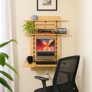 Murphy Wall Mounted Desk Folding Wooden Floating Table Space Saving Office