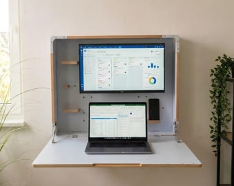 Wall-Mounted Folding Desk: Space-Saving Drop-Down Laptop Murphy Workstation