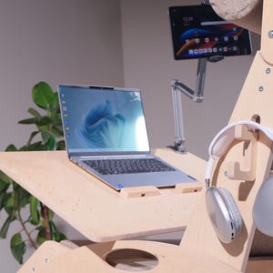 Adjustable Wooden Lounge Chair with Laptop Tray - Garden & Office image 4