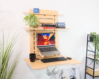 Floating Wall-Mounted Desk: Compact Standing Desk Space Saving