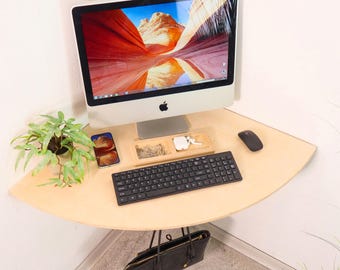 Sperrholz-Eckschreibtisch: An der Wand befestigter schwimmender Computertisch