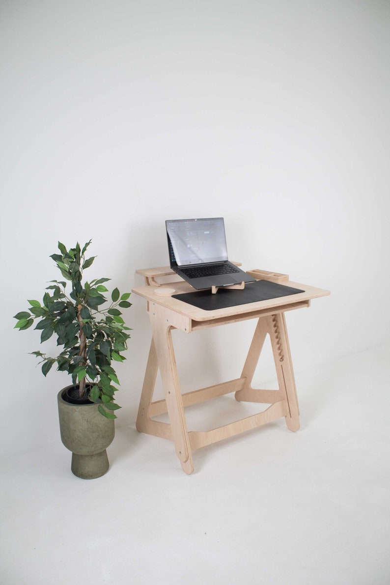 Plywood Furniture Standing Desk Adjustable Home Office Table Custom Computer Desk Wooden Office Furniture Modern Desk Office Gift for Him image 1