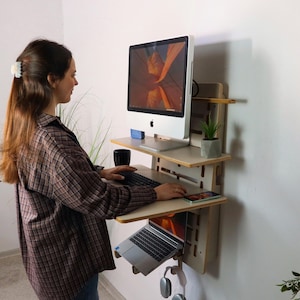 Wall Mounted Standing Desk: Plywood Foldable Murphy Desk