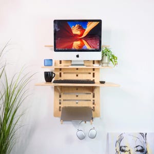 スタンディングデスク 木製フローティングデスク モダンウォールマウントデスク ホームオフィス家具 隠れ家マーフィーデスク パーソナライズオフィスギフト 壁掛けデスク