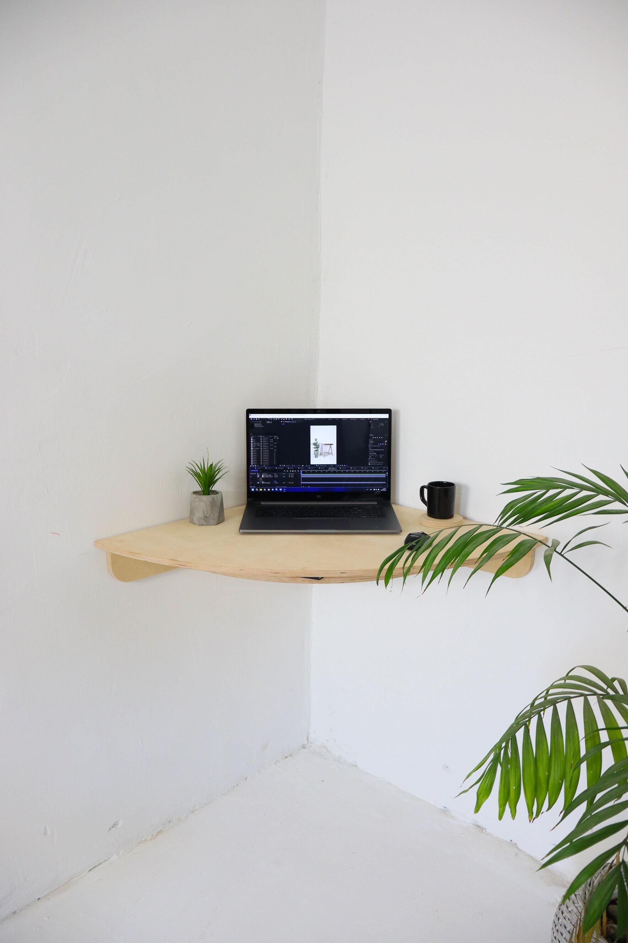 Wall Desk Corner Round Desk Plywood Floating Computer Desk Space Saving Furniture Home Office Custom Desk Workspace Sit Stand Office Gift Etsy