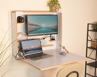 Adjustable Murphy Desk – Wall Mounted Fold Down Workstation for Home Office